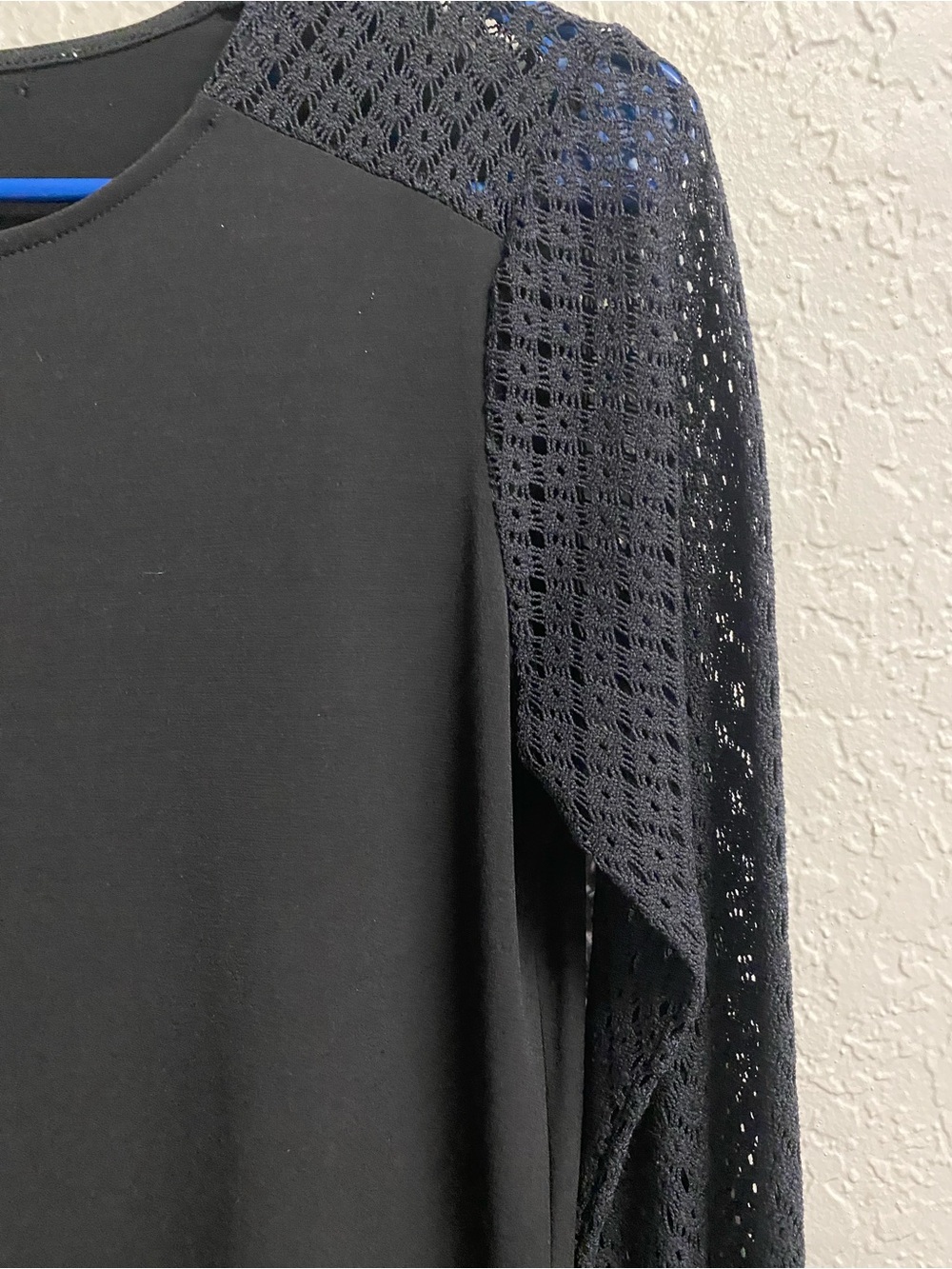 Michael Kors Black Mini Dress with Lace-Detail Sleeves, missing inside label - Picture 4 of 7